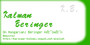 kalman beringer business card